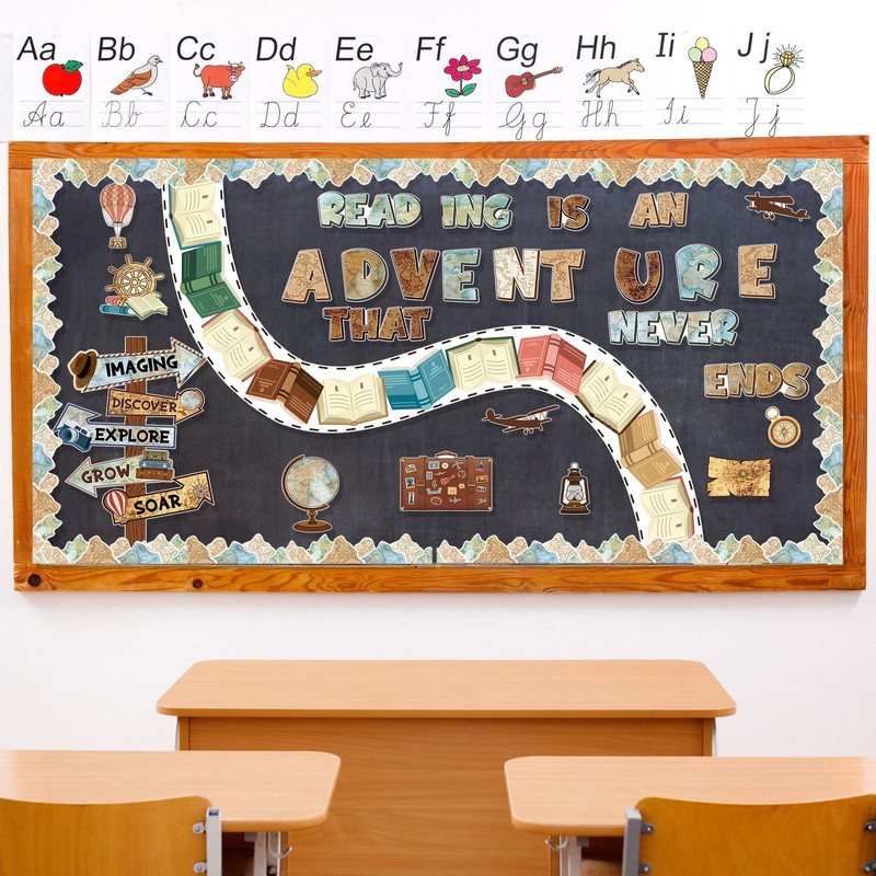 Honoson 48 Pcs Travel Bulletin Board Set Classroom Decorations Reading