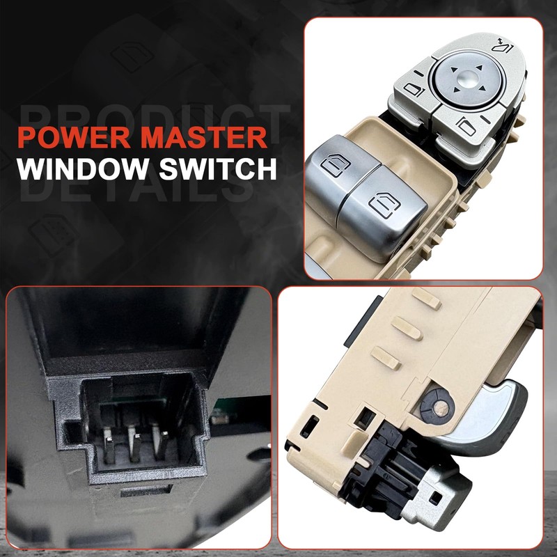BELGEMAY Driver Power Window Switch (Black/Beige/Brown Base) - Fits Mercedes