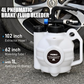 PESIKO 4L Vacuum Brake Bleeder Kit, One Person Pneumatic Brake Bleeding Fluid Extractor and 1L Refilling Bottle for Auto Car Truck