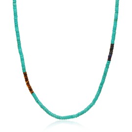 COAI Men's Turquoise Necklace, Beaded Necklace for Men Heishi Jewelry 22"