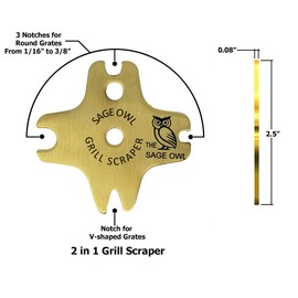 BBQ Grill Cleaner for Hot Grates - for Grill Experts - Brass No Bristle Grill Scraper with a 17" Long Handle, Safe for Porcelain and Teflon-Coated Grills - BBQ Stocking Stuffers for Cooks
