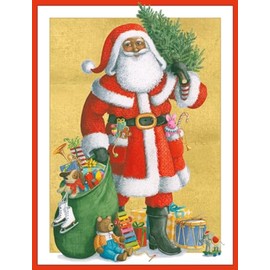 Caspari Santa With All His Gifts Boxed Christmas Cards - 16 Cards & 16 Envelopes (103226)
