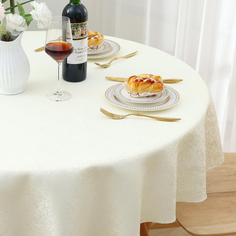 Spotjoy Tablecloth Washable Round 140 cm Polyester Table Linen Jacquard