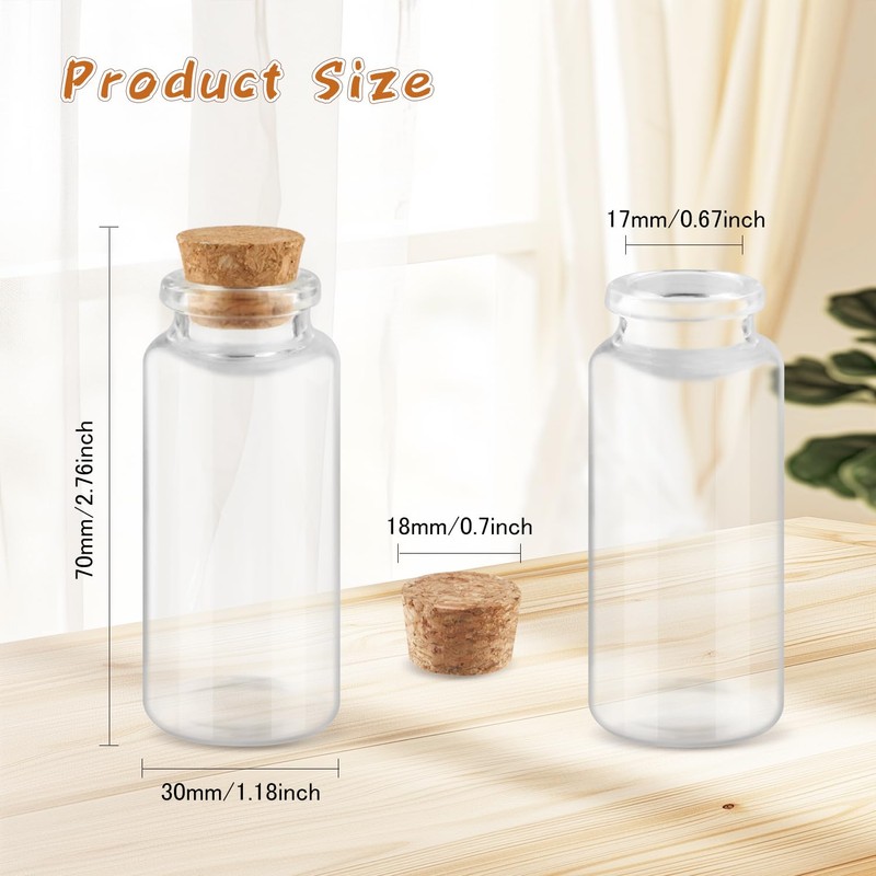 24 Pcs 30ml/1oz Glass Bottles Transparent Mini Glass Vials Empty