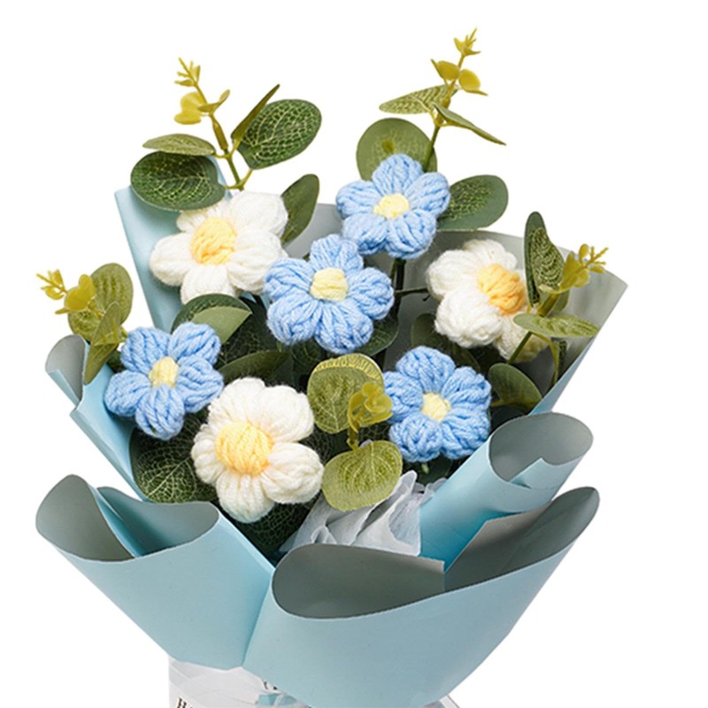 Fenteer Crochet Flower Bouquet Already Made Hand Woven Bouquet Mother
