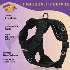 Hkkpet Adjustable Cat Harness and Leash Set for Outdoor Walking, Escape Proof Safe Cat Vest Harness,Soft Breathable Mesh Cat Harness with Reflective Strips,Black (M)