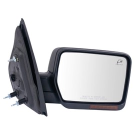 TRQ Right Mirror Power with Heat Power Folding with Black Cover Passenger Side Compatible with 2007-2008 Ford F-150 FO1321373