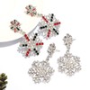 2 Pairs Christmas Dangle Earrings Rhinestone Pearl Snowflake Drop Earrings