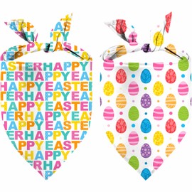 Easter Dog Bandana, 2 Pack Adjustable Holiday Party Pets Rabbit Easter Egg Bandana Triangle Bibs Dog Cat Scarf Set