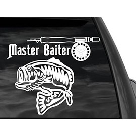 FGD Bass Fishing Car or Truck Window Decal sticker 12"x10" (Fsh7) Funny Master Baiter. Car Truck SUV Boat