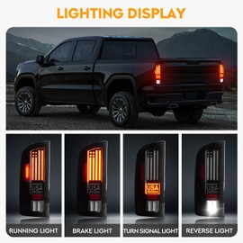 Bomusou LED Tail Light Fit for Dodge RAM 1500 2002-2006, for Dodge RAM 2500 3500 2003-2006, Rear Taillight Assembly, Smoke Lens