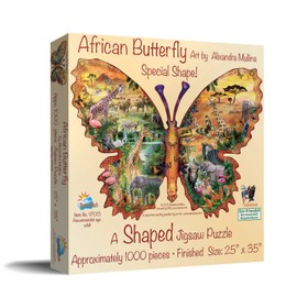 SUNSOUT INC - African Butterfly - 1000 pc Special Shape Jigsaw Puzzle by Artist: Alixandra Mullins - Finished Size 24" x 35" - MPN# 97013
