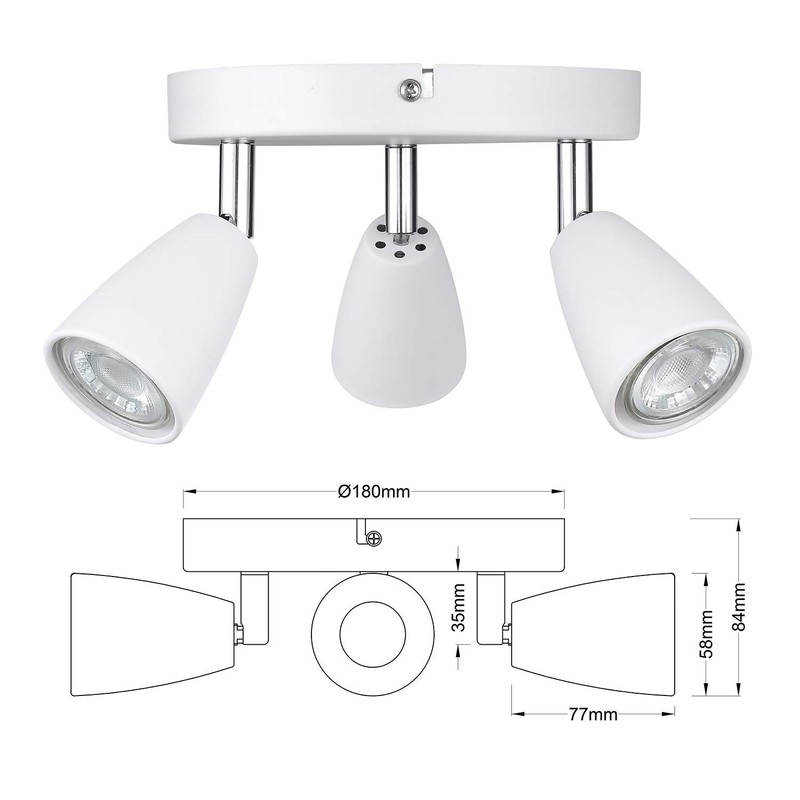 IMPTS, Ceiling Spotlight, Swivelling, White, GU10 LED, 250 lm, 230