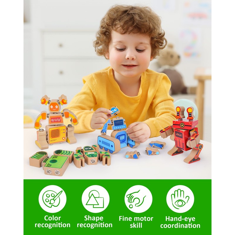 Coogam Fine Motor Building Robot Blocks for 3 4 5