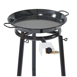 Mabel Home Paella Pan + Paella Burner and Stand Set + Complete Paella Kit for up to 6 to 8 Servings - 11.80 inch Gas Burner + 15 inch Enamaled Steel Paella Pan