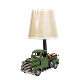 YCHTEWY-Unique Rustic Red Vintage Truck USB Table Lamp with Burlap Shade,Cozy Night Light,Compact & Durable, Perfect for Desktops, Side Tables, or Shelves,6.7 x 4.7 x 6.7 inches (D-Green)