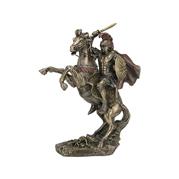 UNICORN STUDIO Bronzed Finish Alexander The Great on Horseback Statue