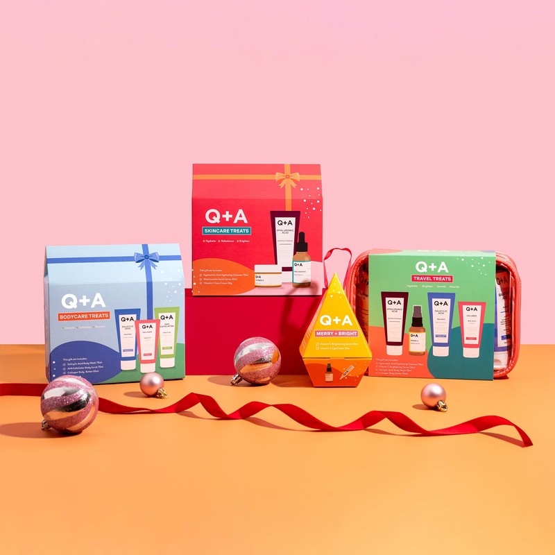 Q+A Merry + Bright Gift Set, Vitamin C Skincare Duo,