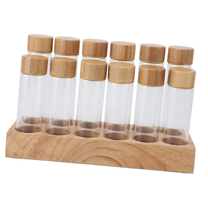 Coffee Bean Storage Tube Glass Coffee Bean Cellar with Wooden