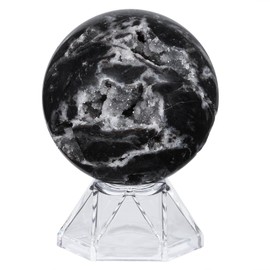 Sportmusies Natural Sphalerite Crystal Ball with Acrylic Stand, Healing Stone Sphere Orb Reiki Meditation Home Desk Decoration, 2-2.36 inches