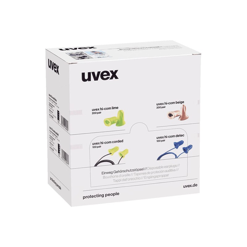 Uvex hi-com ear plugs with cord, 100 pairs