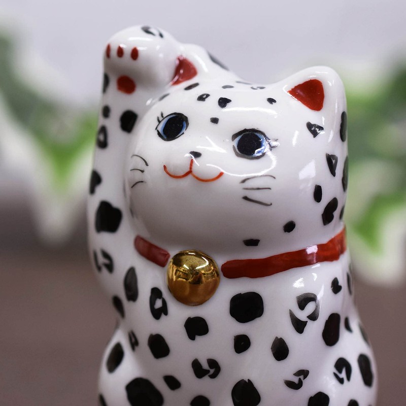 九谷焼 右手 招き猫 レオパード 風水 開店祝い プレゼント ギフト