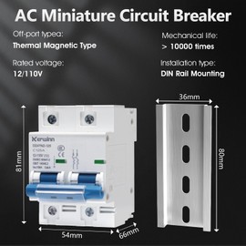 KERWINN DC Miniature Circuit Breaker 12V-110V Circuit Breaker 2Pole 80Amp Smart Circuit Breaker DIN Rail Mount for Solar photovoltaic Systems