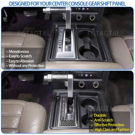 Fgtagtal Soft Carbon Fiber Gear Shift Panel Trim Cover Compatible with Hummer H2 2003-2007, Gear Shifter Console Anti-Scratch Decoration Accessories, 2PCS (Black)