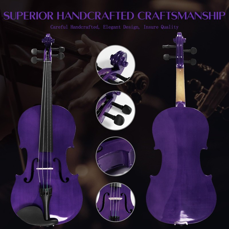 Ceciliec 16 Inch Acoustic Viola Set, Beginner Handmade Varnish Solid