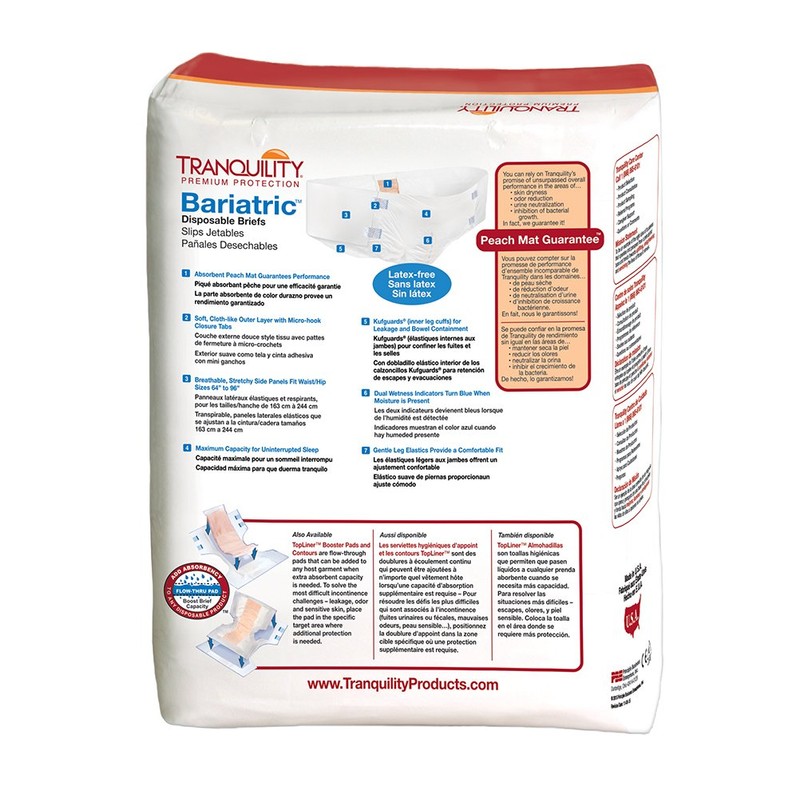 Tranquility Bariatric Disposable Briefs - XXXL - 32 ct