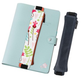 MoKo Pencil Case (2 Pack), PU Leather Pen Pencil Pouch Holder Stationery Zipper Bag with Elastic Strap for Pens, Pencils, Markers, Eraser - Printing & Dark Blue