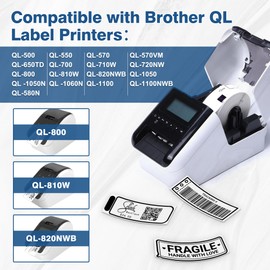 12x Compatible with Brother DK-1201 Standard Address Shipping Labels 29 mm x 90 mm(1.1" x 3.5") Die-Cut Papers for QL-800 QL-710W QL-810W QL-820NWBC Printer, 12 Rolls+1 Reusable Frame