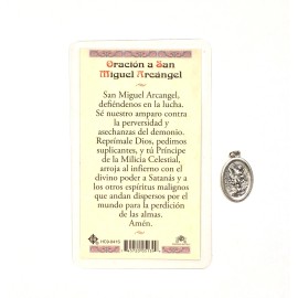 Tarjeta Laminada de Oracion a San Miguel Arcangel con Medalla Prayer Card Medal