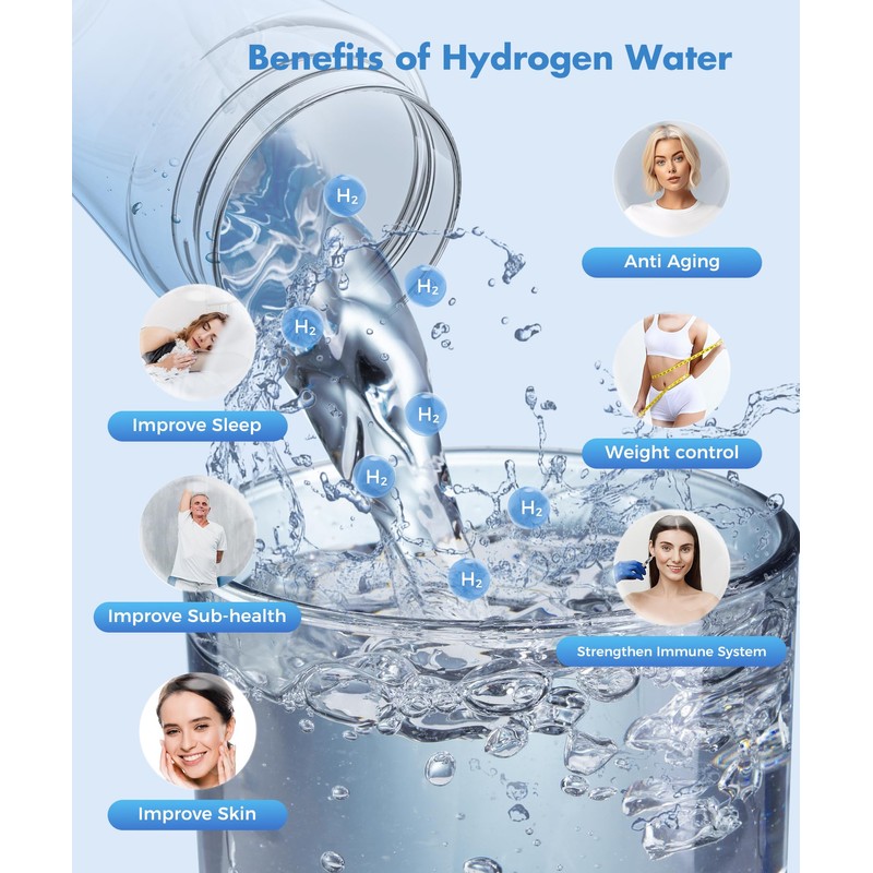 Hydrogen Water Bottle, Hydrogen Water Bottle Generator,3-Min Electrolysis Smart Water