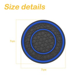 JNNJ Pack of 2 Honeycomb Pattern Car Coasters, Universal Non-Slip Shockproof Car Coasters for Cup Holder, Double Ring Car Coasters with Honeycomb Pattern (Blue + Black)