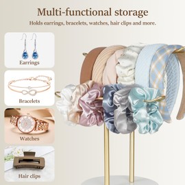 2 Tier Hair Scrunchie Storage Headband Holder Hair Band Stand Hair Accessories Organiser for Hair Bobbles Girls Hair Clips Hair Band Scrunchie Headband, Gold