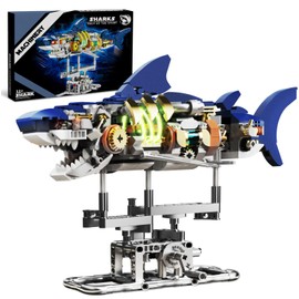 Ideas Mechanical Shark Building Set - with Display Stand and Light, Marine Animal with Linkage Function, for Adults, Ocean & Mechanical Enthusiasts. (Compatible with Legos for Boys Age 8-12)