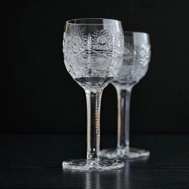 Bohemian Czech 4½ oz (135 ml) Crystal Wine Glass Hand Cut Queen Lace, Set of 2