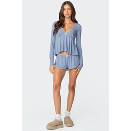 Kimia Babydoll Top - Color: BLUE, Size: XL