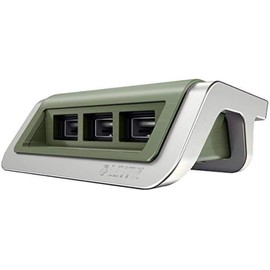FNX Leitz 3-Port 25w USB Charging Station | Stylish & Compact | Universal Use, Charge Smartphones, Tablet & Other Devices Simultaneosly | German Brand, 3 Year Warranty | Green