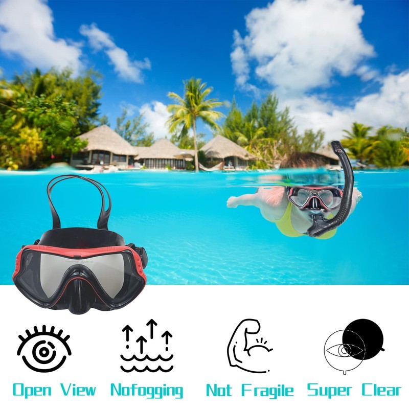 Diving Snorkel kit，Adjustable Panoramic View Anti-Fog Diving Mask，Snorkeling Gear for
