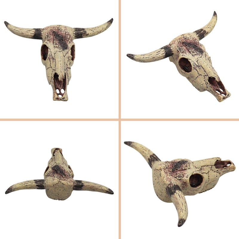 Cattle Skull Tank Decor, Resin Reptiles Hideouts Decorations, Decor Statue
