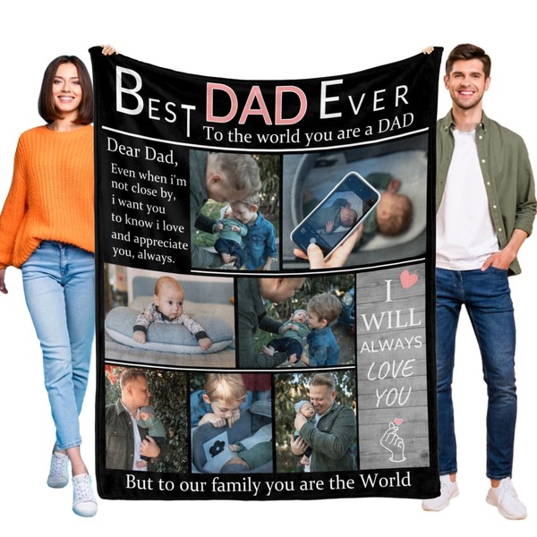 LGNAZIO Custom Blanket with Photo, Make a Personalized Fathers Day