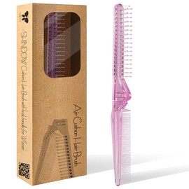 SHIDOW Foldable Travel Comb - Mini Compact Hair Comb for Women & Men, Pocket-Size Wide and Fine Tooth Comb for Purse, Travel, Styling On-the-Go - Purple