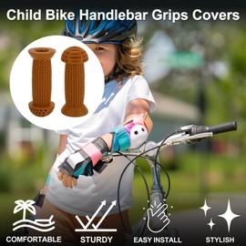 TUCKBOLD Child Bike Handlebar Grips Covers 100mm Long Soft | Children Bicycle End Grips Protector Brown 1 Pair