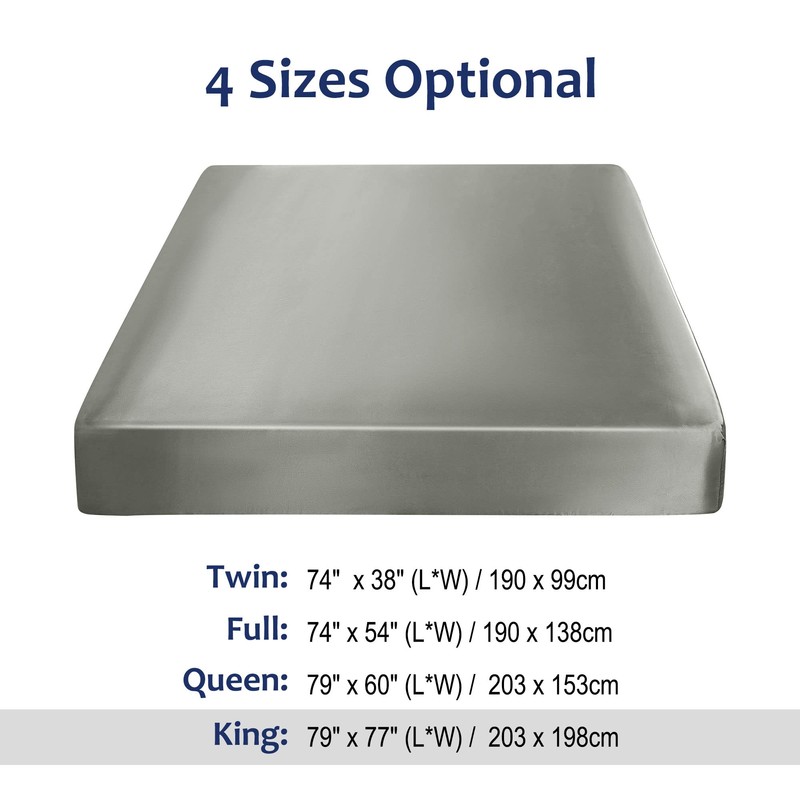 sourcing map Satin Fitted Sheet, Solid Silky 12" Deep Pocket
