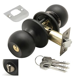 Wolfpack 3030560 Entrance Door Knob with Key and Lock, Black