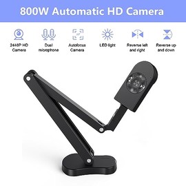 THUSTAR Cámara de documentos y cámara web de 8 MP 4K con micrófonos duales, visor USB tamaño A3, luces LED de 3 niveles, función de inversión de image