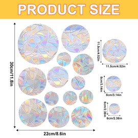 EYVRPAU 26 Round Prism Window Stickers Suncatcher Bird Anti Collision Window Stickers Electrostatic Adsorption