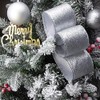 Ribbli Silver Glitter Wired Ribbon with Silver Metallic Edge,Christmas Ribbon